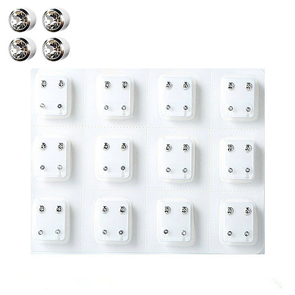 12 Pairs Crystal Medical Earri - Body Jewelry Surgical Steel 评论和价格