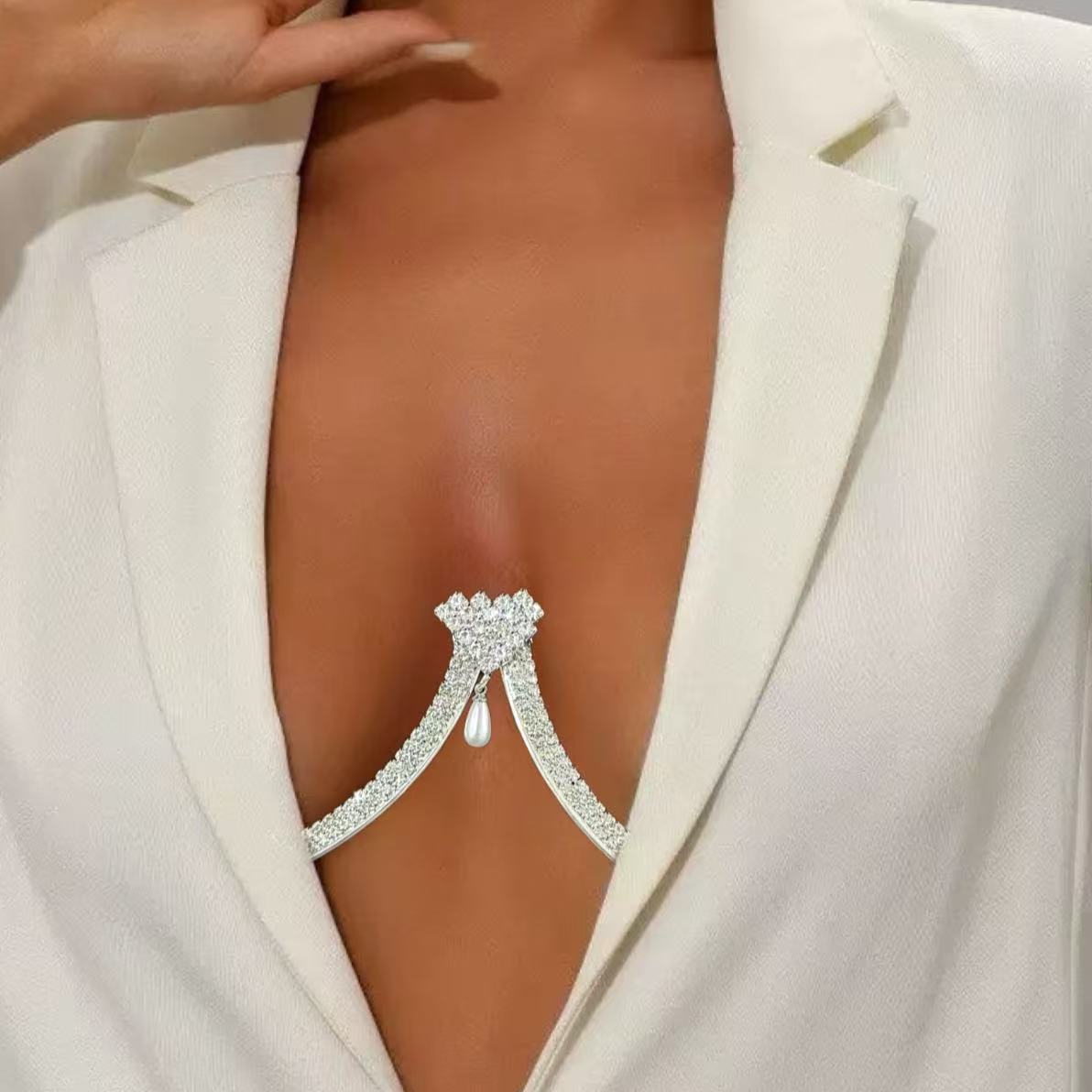 Women's Chest Support Pearl Pe - Body Jewelry Necklace 评论和价格