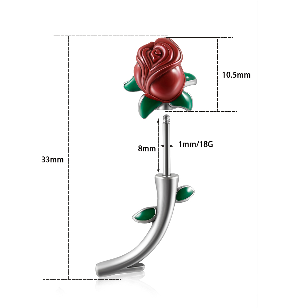 1PC Surgical Steel  Red Rose F - Body Jewelry Surgical Steel 评论和价格