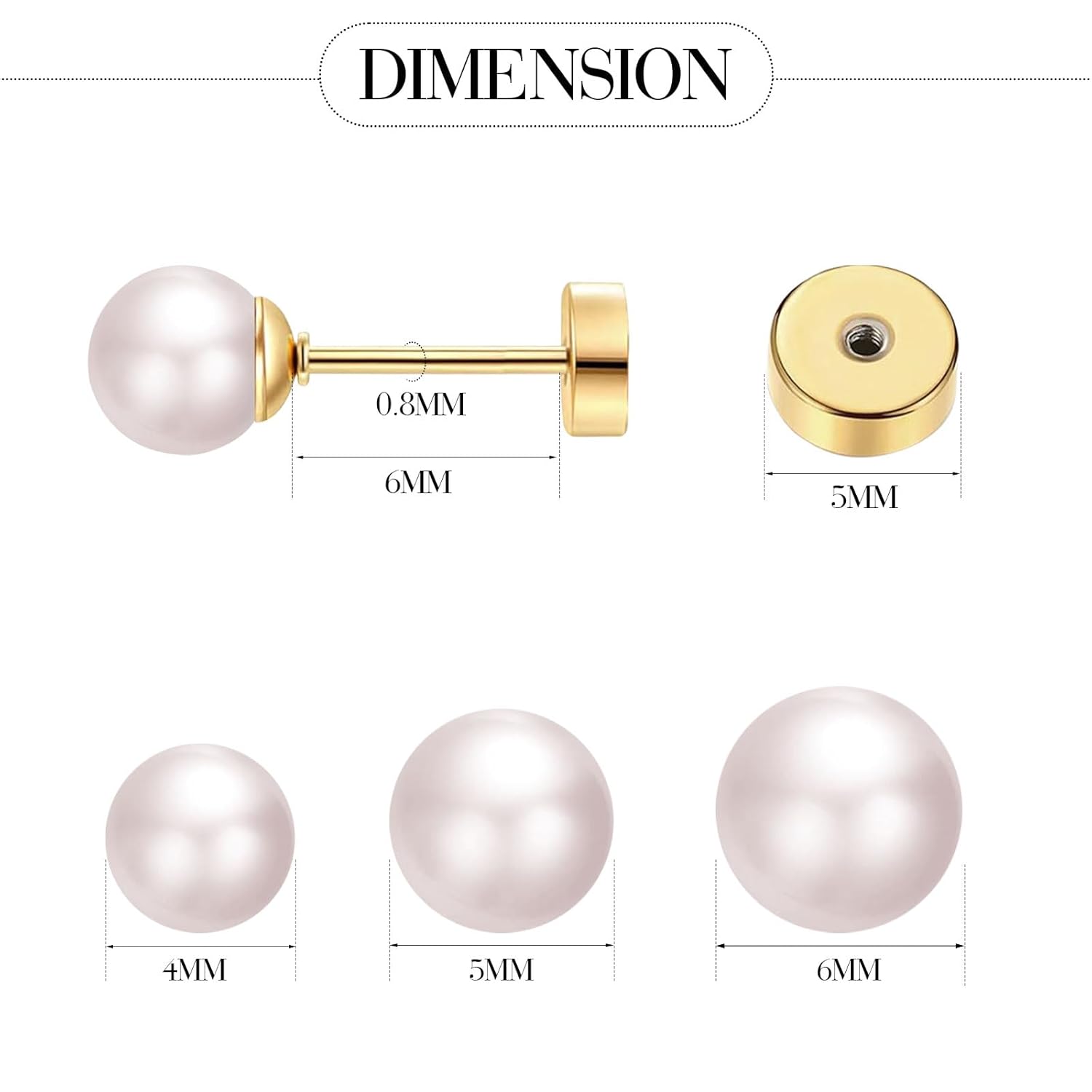 3 Pairs Tiny Pearl Stud Earrin - Body Jewelry Surgical Steel 评论和价格