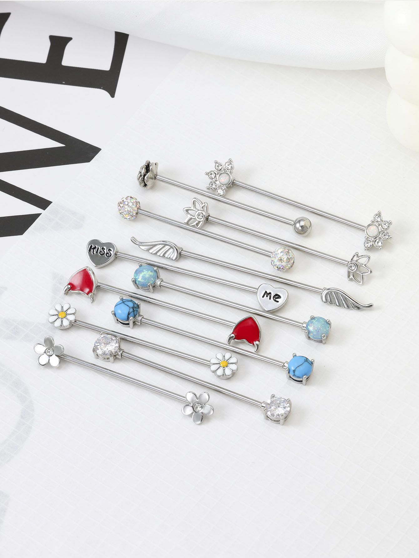 16G Arrows Hearts Industrial B - Body Jewelry Surgical Steel 评论和价格