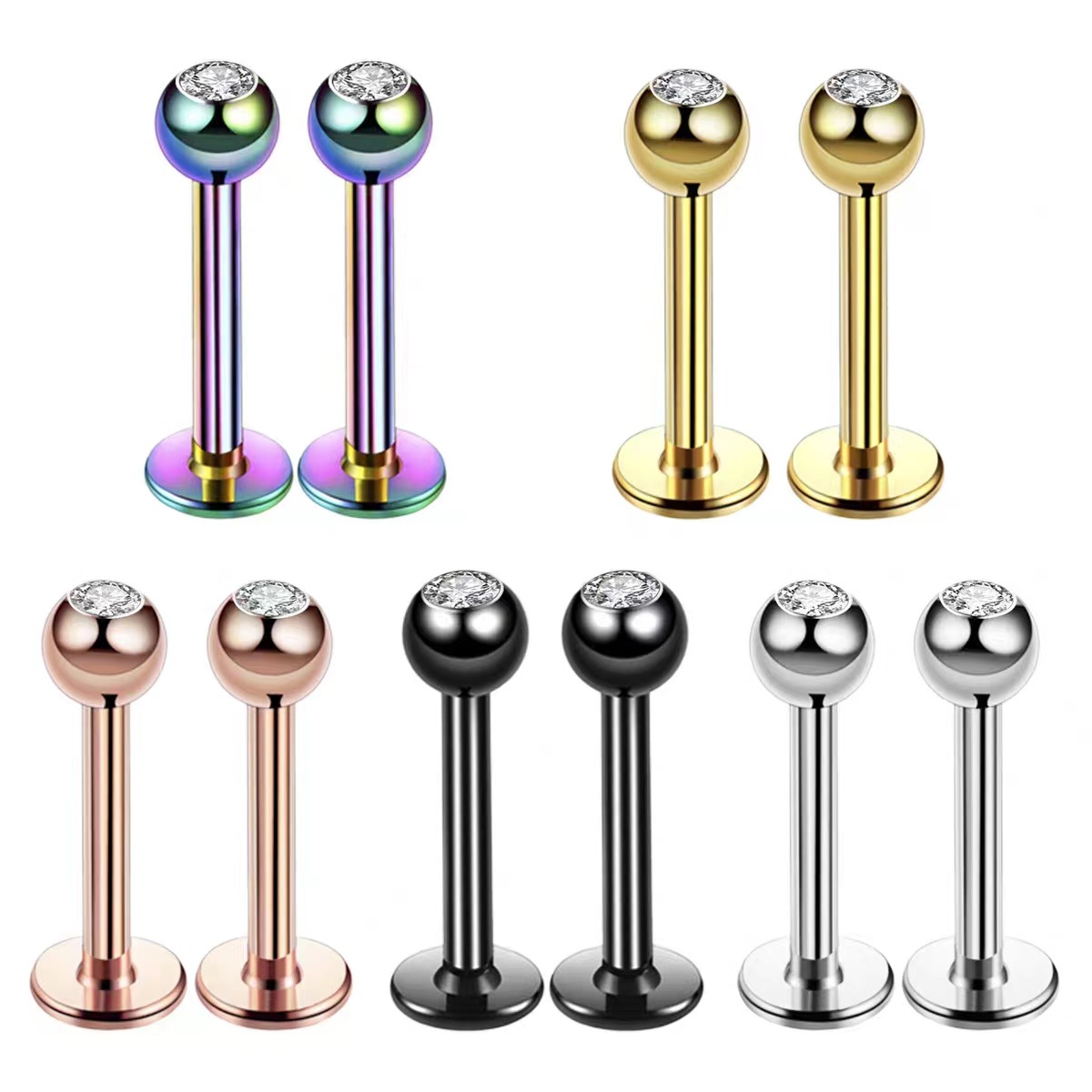 16G Surgical Steel Ball Top CZ - Body Jewelry Surgical Steel 评论和价格