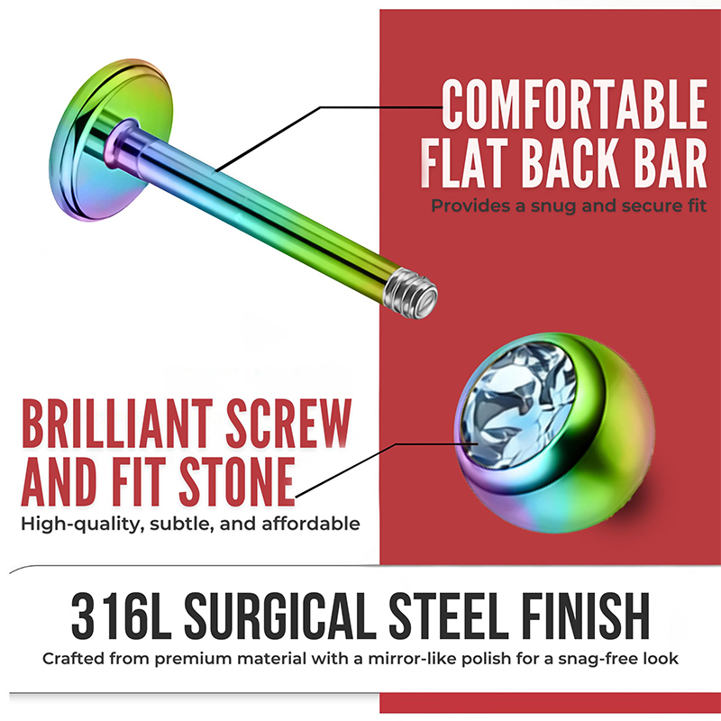 16G Surgical Steel Ball Top CZ - Body Jewelry Surgical Steel 评论和价格