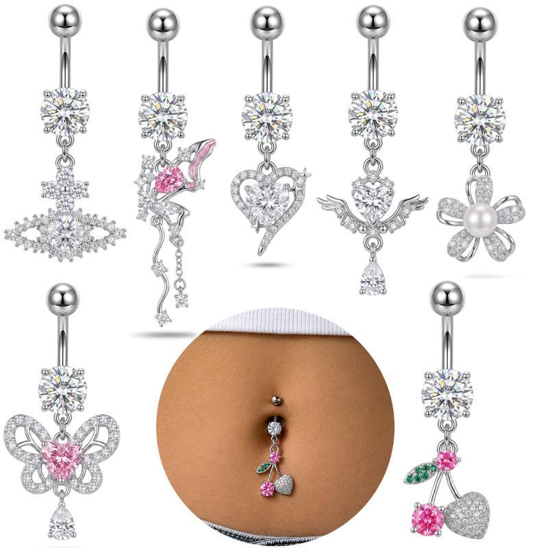 1Pcs Exquisite Dangle Belly Bu - Body Jewelry Surgical Steel 评论和价格